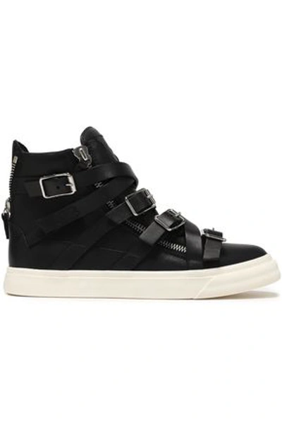 Giuseppe Zanotti London Strap-detailed Leather High-top Trainers In Black