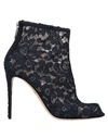 DOLCE & GABBANA DOLCE & GABBANA WOMAN ANKLE BOOTS MIDNIGHT BLUE SIZE 7 VISCOSE, COTTON, POLYAMIDE