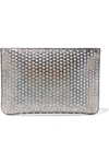 CHRISTIAN LOUBOUTIN LOUBICLUTCH SPIKED GLITTERED LEATHER POUCH