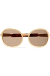 CHLOÉ OVERSIZED OVAL-FRAME GOLD-TONE AND ACETATE SUNGLASSES