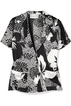 MARIE FRANCE VAN DAMME PRINTED SILK-SATIN SHIRT