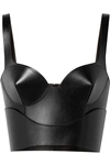 ALEXANDER MCQUEEN CROPPED LEATHER BUSTIER TOP