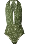 ADRIANA DEGREAS MILLIE POLKA-DOT HALTERNECK SWIMSUIT