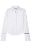 ANNA QUAN ANNE SILK SATIN-TRIMMED COTTON-TWILL SHIRT