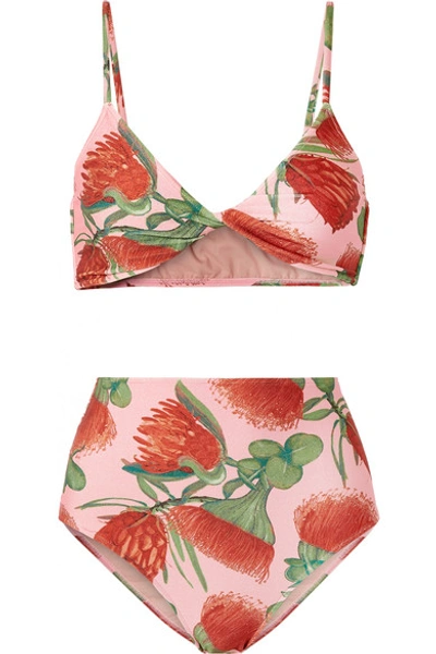 Adriana Degreas Twist-front Floral-print Bikini In Antique Rose