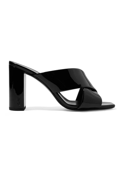 Saint Laurent Loulou 95mm Crossover Sandals In Black