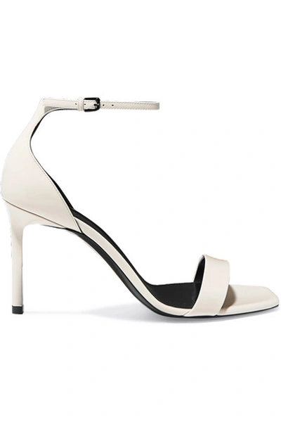 Saint Laurent Amber Patent-leather Sandals In Ivory