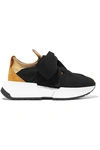 MM6 MAISON MARGIELA SUEDE-TRIMMED STRETCH-KNIT AND CANVAS SNEAKERS