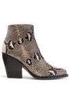 CHLOÉ RYLEE SNAKE-EFFECT LEATHER ANKLE BOOTS