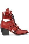 CHLOÉ RYLEE CUTOUT LEATHER ANKLE BOOTS