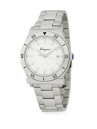 Ferragamo Logo Stainless Steel Bracelet Watch In Grey