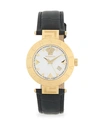 VERSACE STAINLESS STEEL & LEATHER-STRAP WATCH,0400099869737