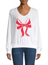 WILDFOX BOW PRINTED SWEATER,0400099589789