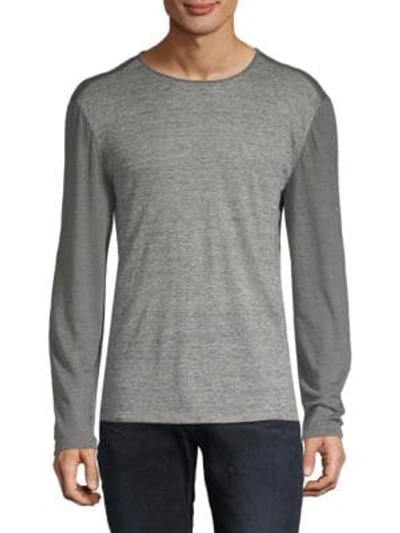 John Varvatos Linen Striped T-shirt In Dark Grey