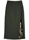 16arlington 16 Arlington Beatris Embellished Wool Midi Wrap Skirt In Khaki