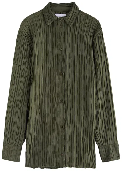 16arlington 16 Arlington Marley Plissé Satin Shirt In Khaki