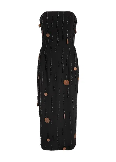 16arlington 16 Arlington Minelli Bead-embellished Midi Dress In Black