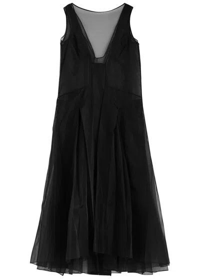 16arlington 16 Arlington Morfyd Sheer Organza Midi Dress In Black | ModeSens