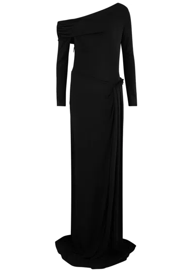 16arlington 16 Arlington Polyta Draped Jersey Gown In Black