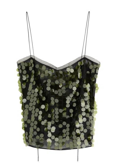 16arlington 16 Arlington Suero Sequin-embellished Tulle Top In Dark Green