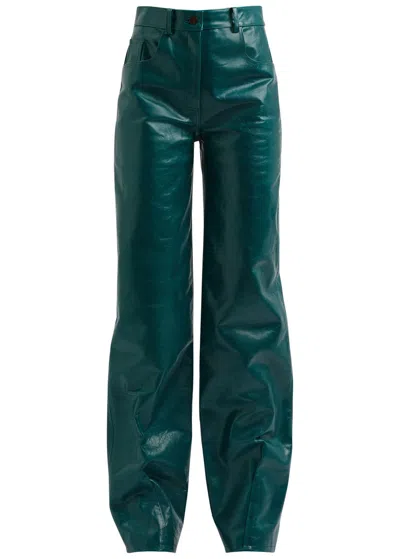 16arlington 16 Arlington Vante Straight-leg Leather Trousers In Teal