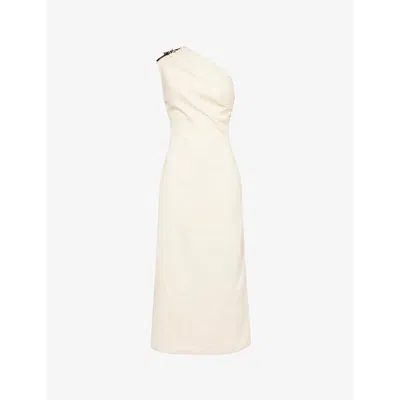 16arlington Adelaide Buckle-embellished Woven Maxi Dress In Sabbia