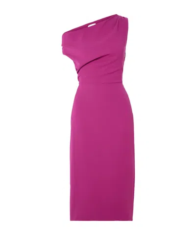 16arlington Kira One-shoulder Draped Crepe Midi Dress In Pink