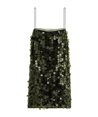 16arlington A Mini Chiffon Dress Decorated With Sequins In Green