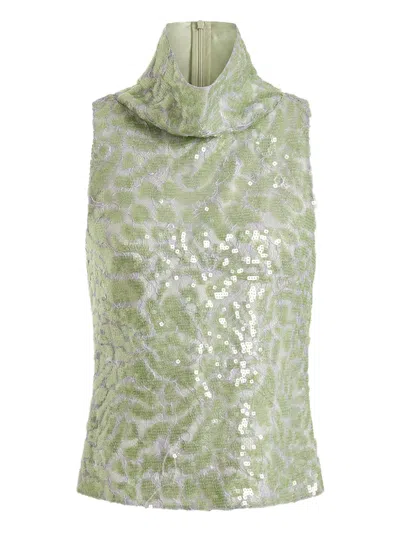 16arlington Acari Lace Sequinned Top In Green