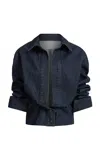 16arlington Ada Open-front Cotton Jacket In Navy