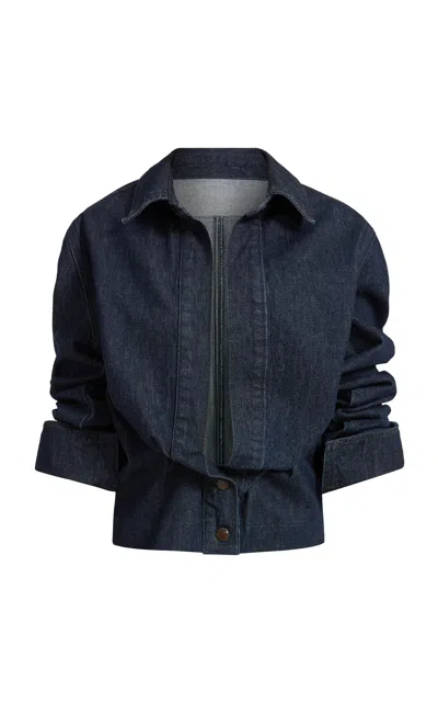 16arlington Ada Open-front Cotton Jacket In Navy