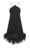 16arlington Addy Feather-trimmed Crepe Mini Dress In Black