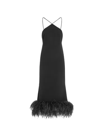 16arlington Ade Feather Midi Dress In Black