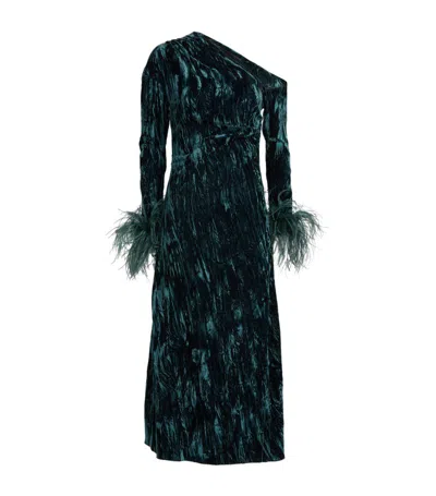 16arlington Adelaide Asymmetric Midi Dress In Teal