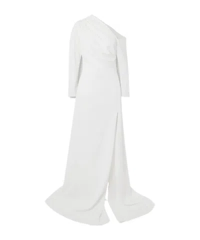 16arlington Adelaide One-shoulder Crepe Gown In White