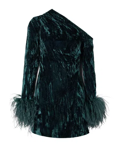 16arlington Adelaide Velvet Minidress In Green