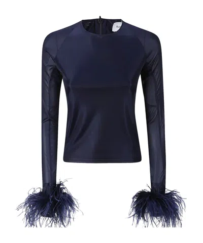 16arlington Alero Feather-trim Top In Blue