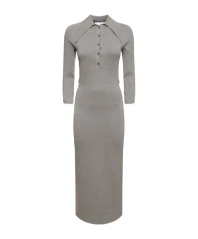 16arlington Alerone Silk  Cotton Midi Polo Dress In Gray