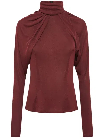 16arlington Alira Jersey Turtleneck Top In Red