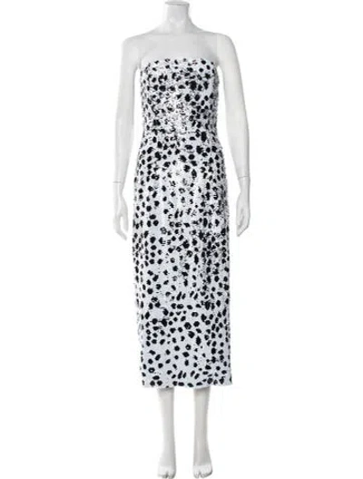 Pre-owned 16arlington Animal Print Midi Length Dress In White