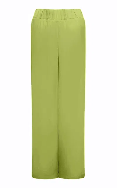 16arlington Arica Relaxed Satin-back Crepe Pants In Green