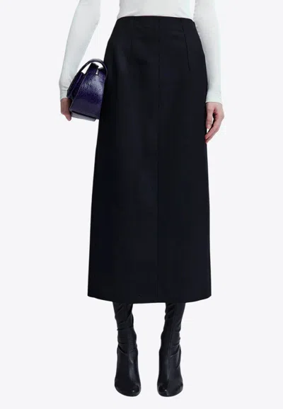 16arlington Arne Twill A-line Midi Skirt In Black