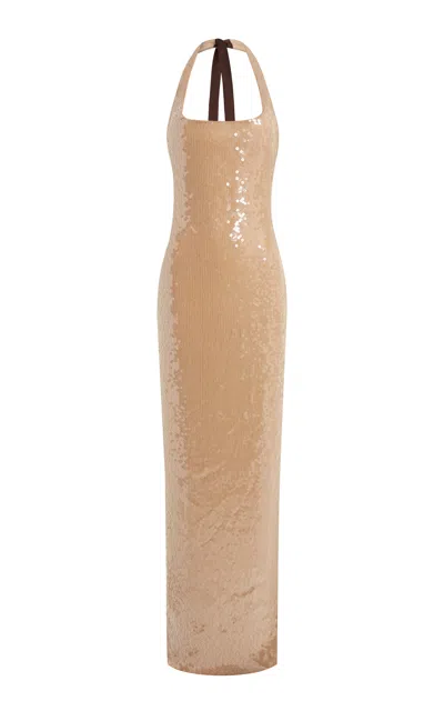 16arlington Auden Sequined Gown In Nude