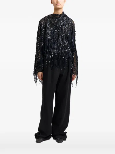 16arlington Auro Fringe-sequin Top In Black