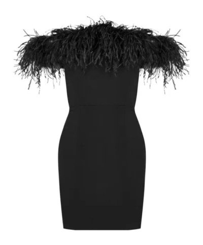 16arlington Ava Feathered Dress In Black