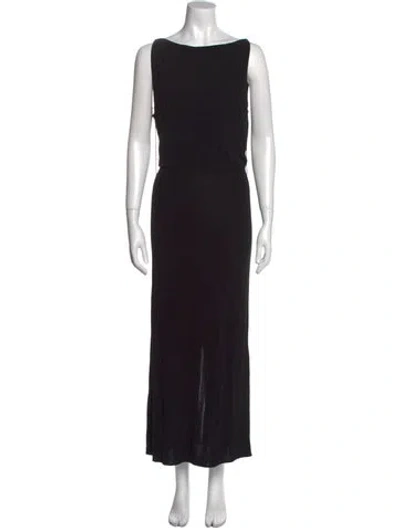 Pre-owned 16arlington Bateau Neckline Long Dress In Black