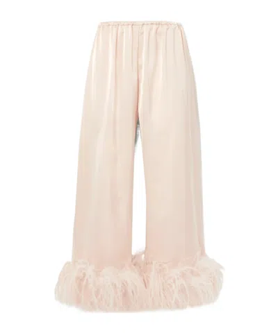 16arlington Bigiotteriamandrake Feather-edge Stretch Satin Wide Leg Nine-piece Pants In Brown