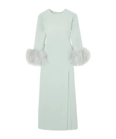 16arlington Billie Feather-trimmed Crepe Midi Dress In White