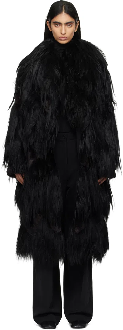 16arlington Black Lorona Shearling Coat In Nero