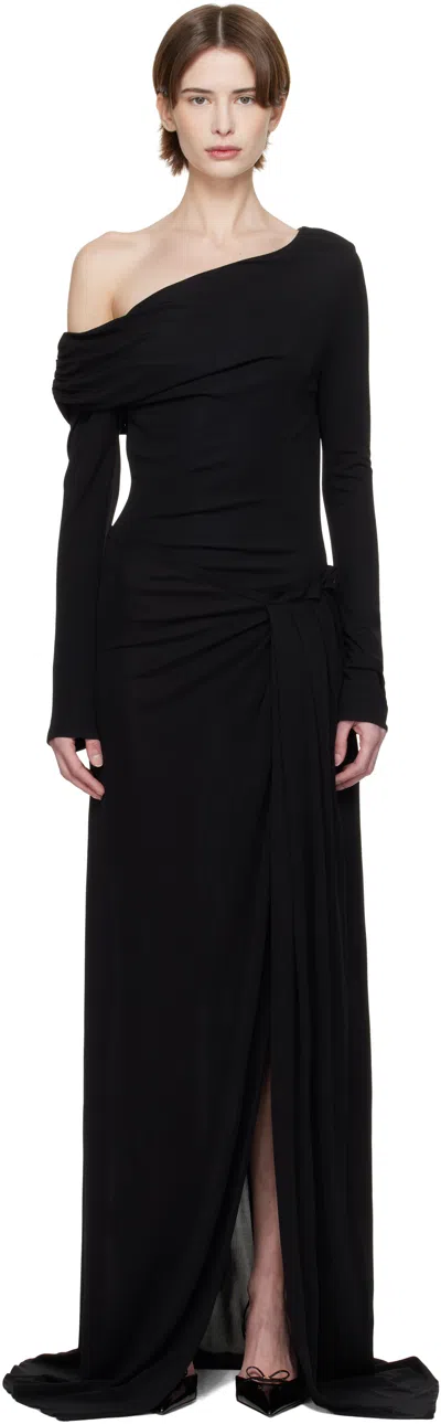 16ARLINGTON BLACK POLYTA MAXI DRESS